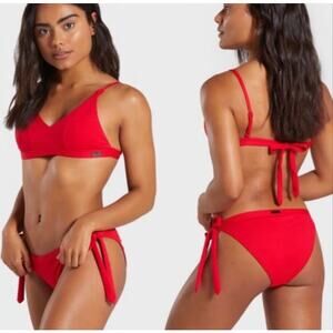 Gymshark Horizon Bralette Bikini Top Swimsuit Red‎ - Size XL
